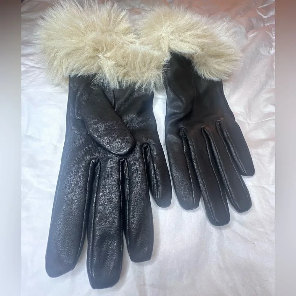 & Other Stories Faux Fur Leather Gloves Size Small